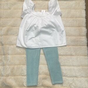 🆕JANIE AND JACK 3T White Top Teal Blue Pant New